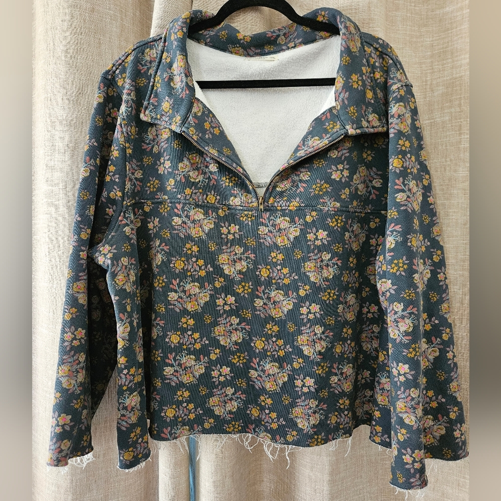 NATURAL LIFE Pullover Sweatshirt Oversized Retro Boho Bloom Floral Size L/XL